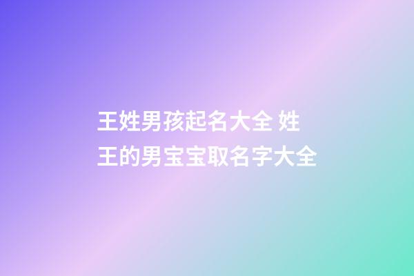 王姓男孩起名大全 姓王的男宝宝取名字大全